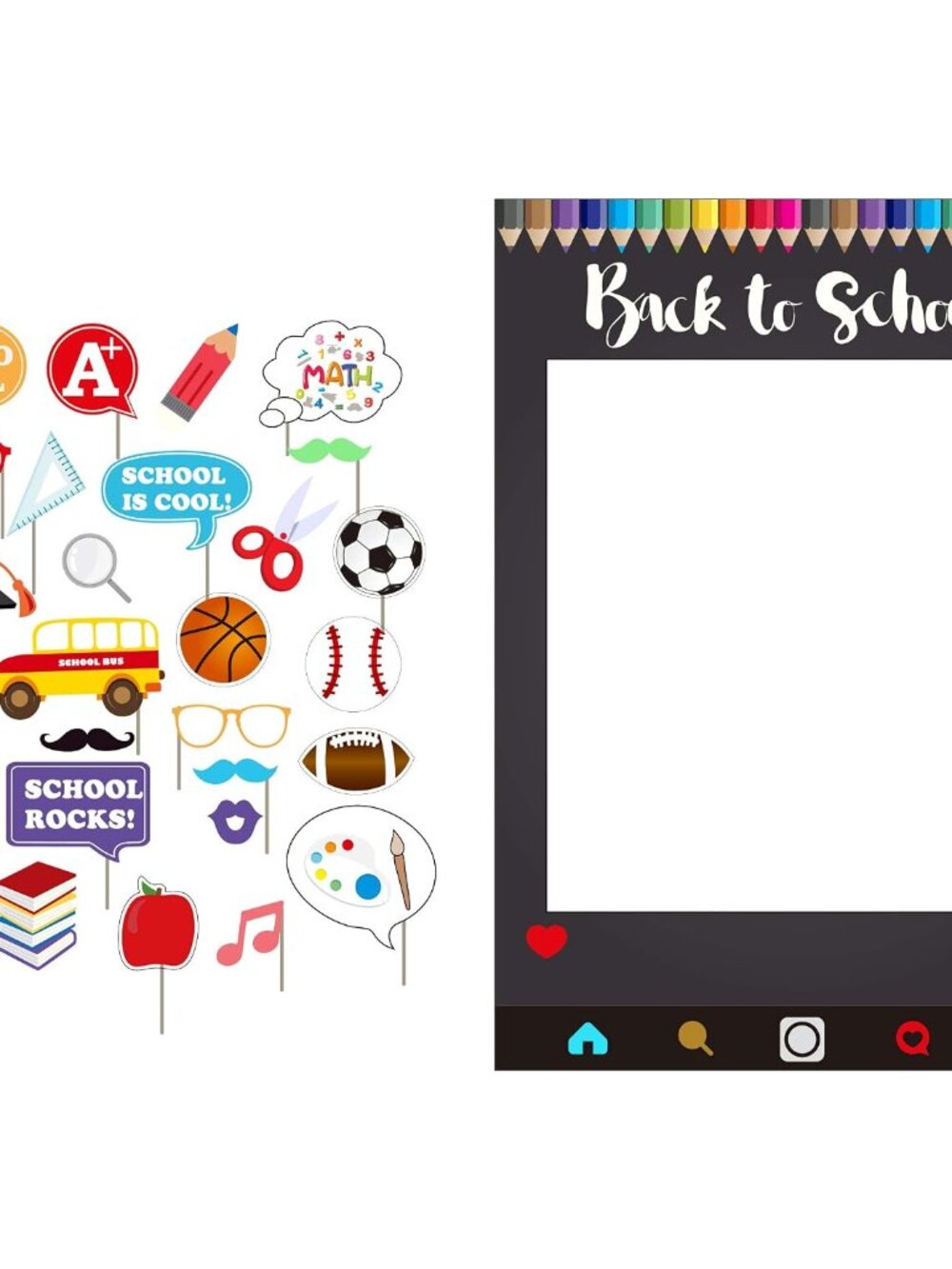 7-gost Back to School Party Photo Booth Props First Day of School with Photo Fra